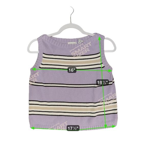Jeanne Pierre Knit Sweater Vest Women S Purple Preppy 90's Striped Fairy Goth - Picture 5 of 5